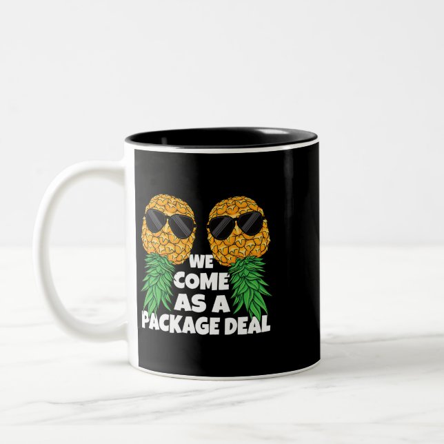 Upside Down Pineapple Swinger Couple Package Deal  Two-Tone Coffee Mug (Left)