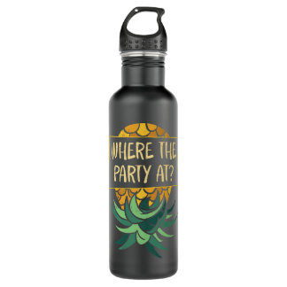 Upside Down Pineapple Where Party Funny Swinger P Stainless Steel Water Bottle