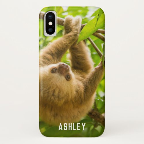 Upside Down Sloth  Add Your Name iPhone X Case