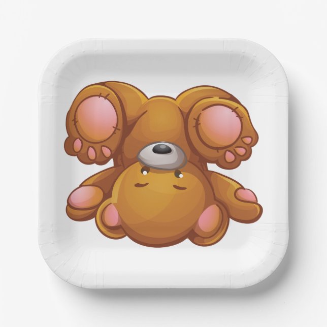 Upside Down Teddy Bear Paper Plates (Front)