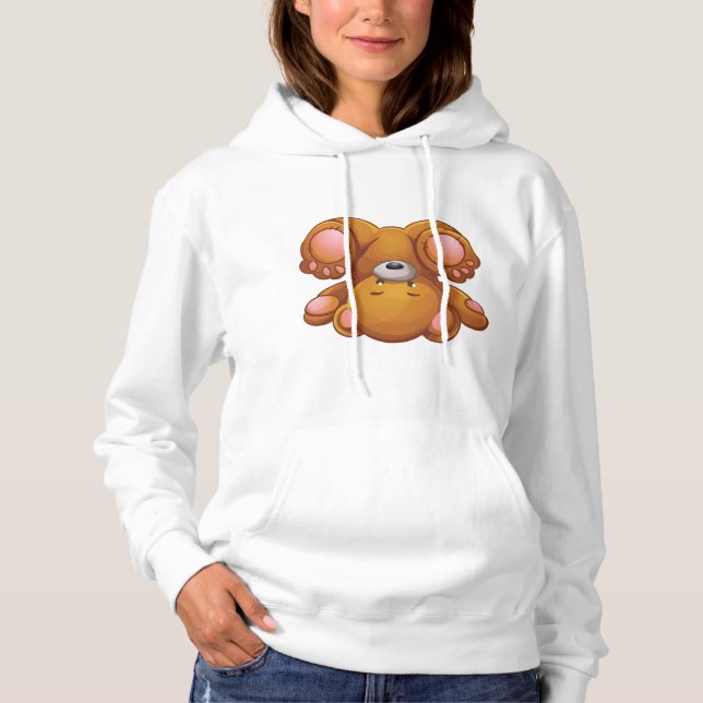 Upside Down Teddy Bear Womens Hoodie (Front)