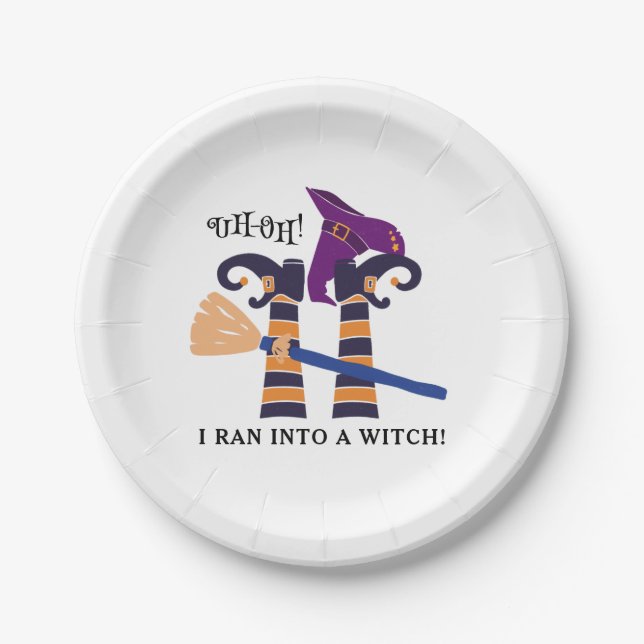 Upside-down Witch Legs Funny Halloween Party Paper Plates (Front)