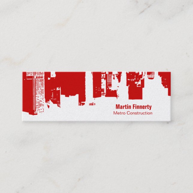 Upside Downtown Horizontal Skinny Mini Business Card (Front)