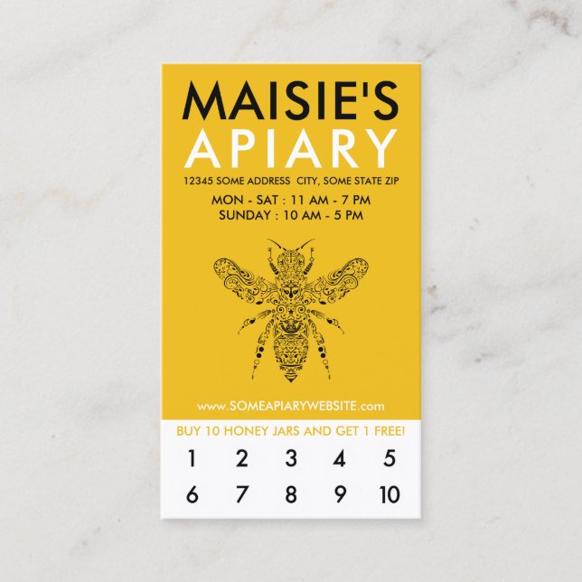 uptown APIARY loyalty Card (Front)