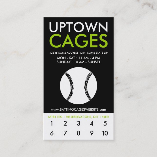 uptown batting cages loyalty card (Front)