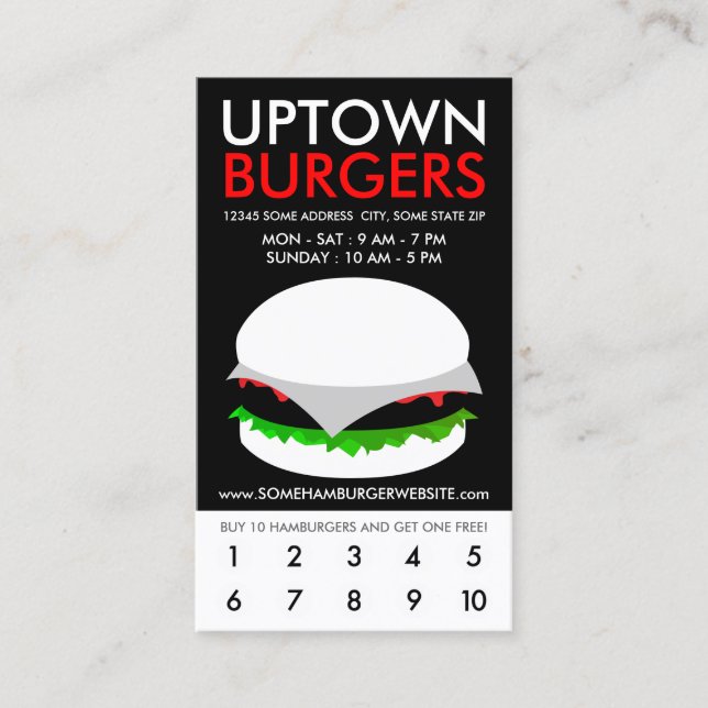 uptown burgers loyalty card (Front)