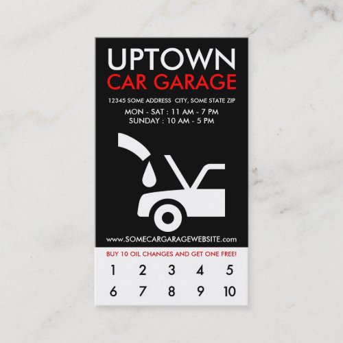 uptown car garage loyalty business cards