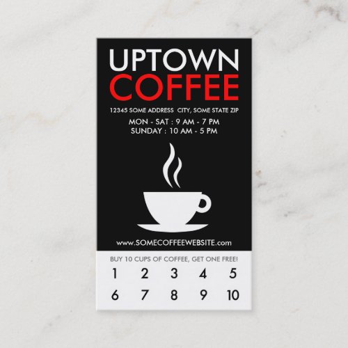 uptown coffee loyalty business card template