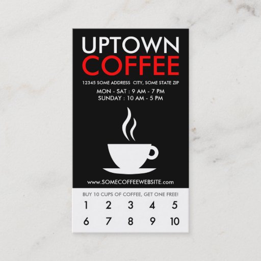 Customizable uptown coffee loyalty business card template