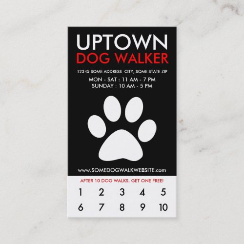 uptown dog walker loyalty business card template