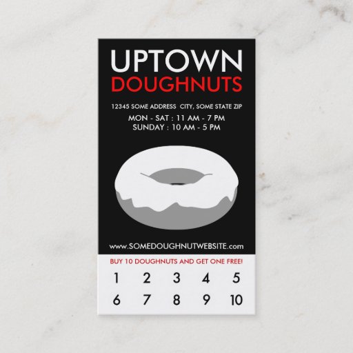Customizable uptown doughnuts loyalty business card
