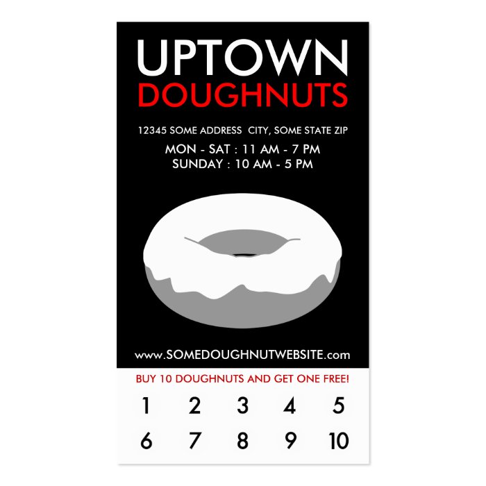 uptown doughnuts loyalty business card