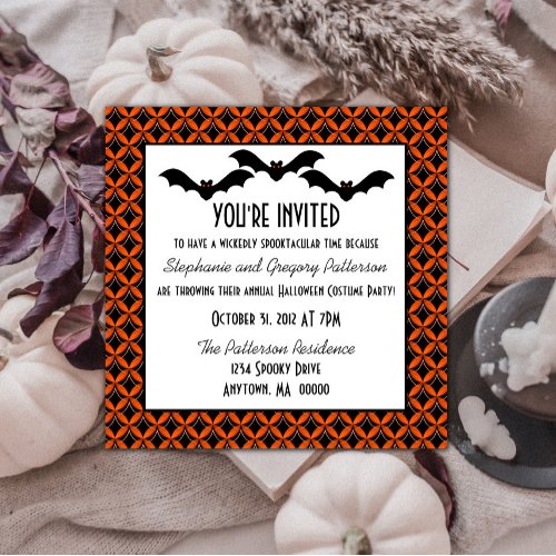 Uptown Glam Bats Halloween Party Invite