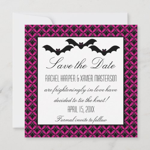 Uptown Glam Bats Halloween Save the Date Invite