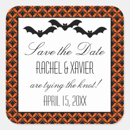 Uptown Glam Bats Halloween Save the Date Stickers