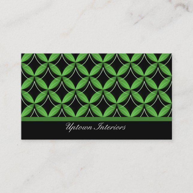 Uptown Glam Business Card, Green Card (Front)