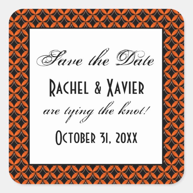 Uptown Glam Halloween Save the Date Stickers (Front)