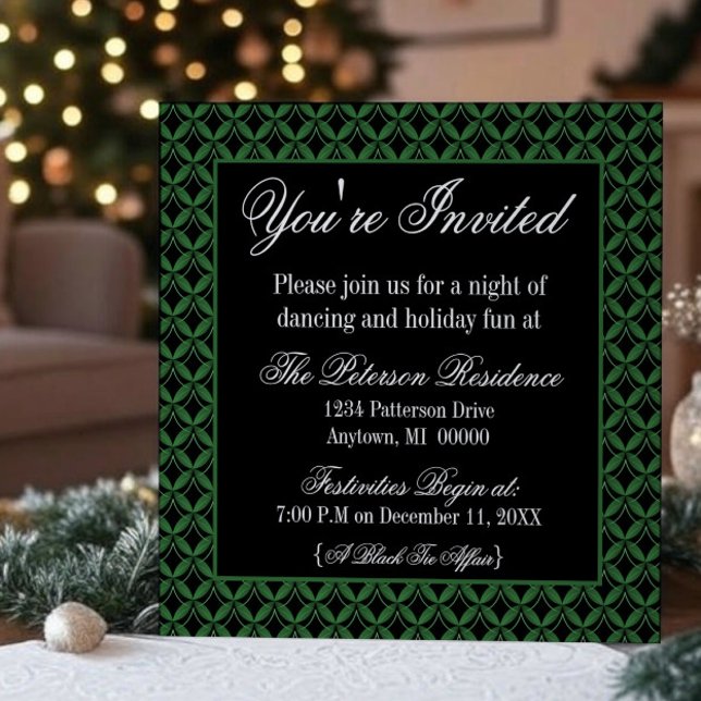 Uptown Glam Holiday Party Invitation, Dark Green Invitation (Dark Green Uptown Glam Holiday Party Invitation)