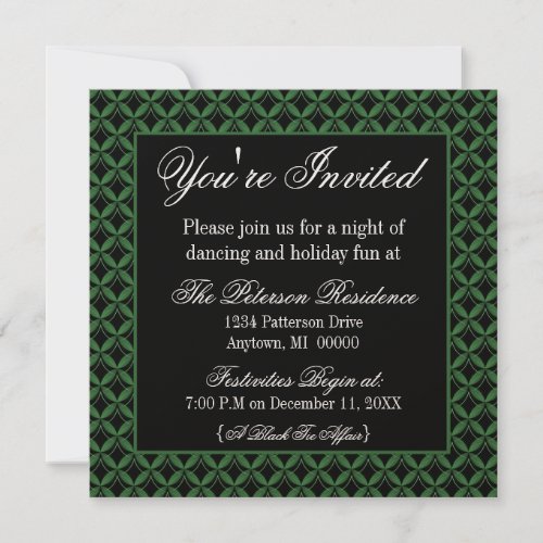 Uptown Glam Holiday Party Invitation Dark Green Invitation