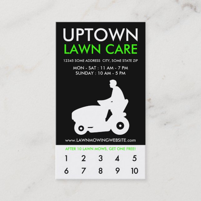 uptown lawn care rewards program loyalty card (Front)