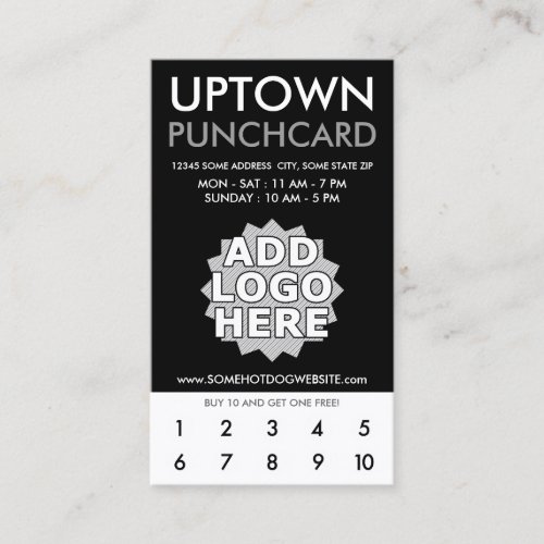 uptown loyalty punchcard business card templates