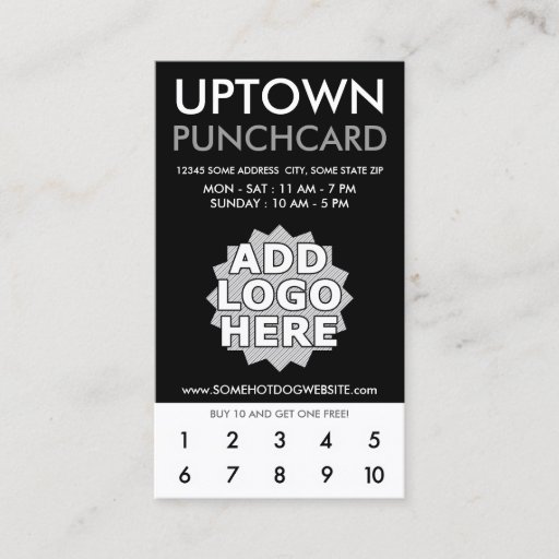 Customizable uptown loyalty punchcard business card templates