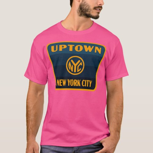Uptown New York City Retro Token Badge Blue T_Shirt