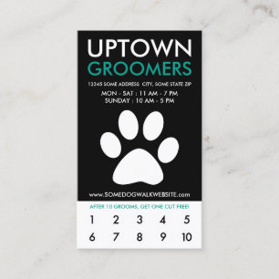 uptown pet grooming loyalty card