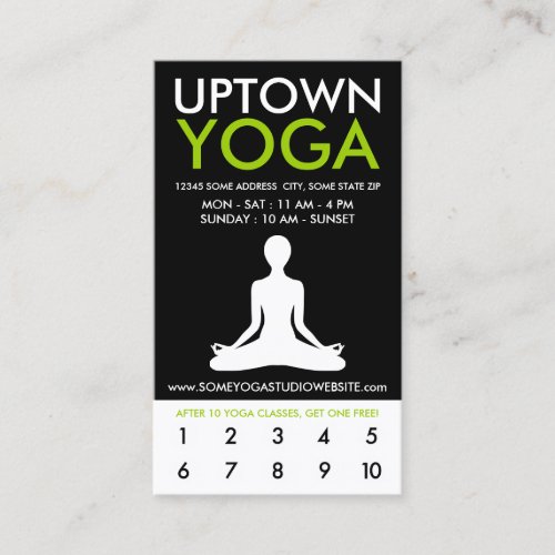 uptown yoga loyalty business card template