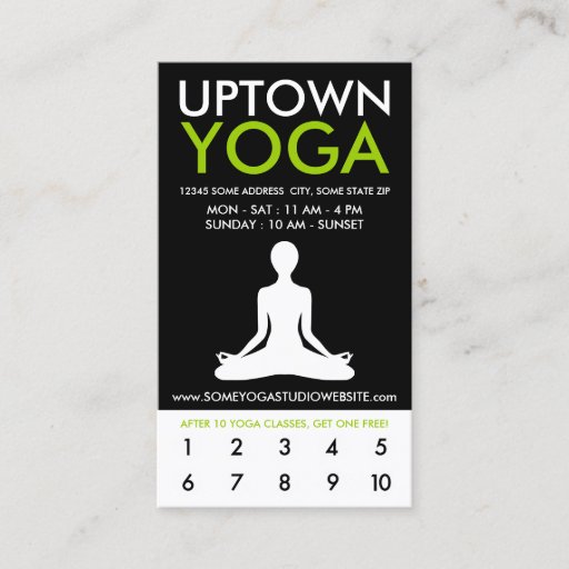 Customizable uptown yoga loyalty business card template