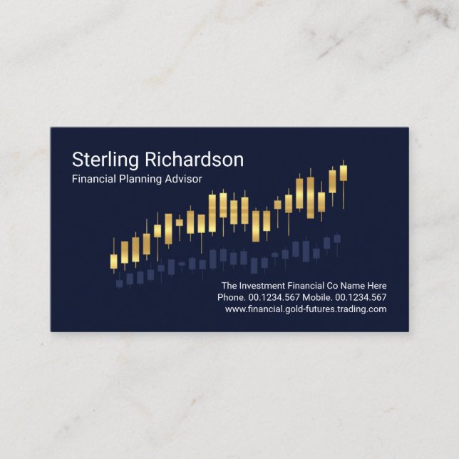 Uptrend Gold Profit Share Graph Business Card (Front)
