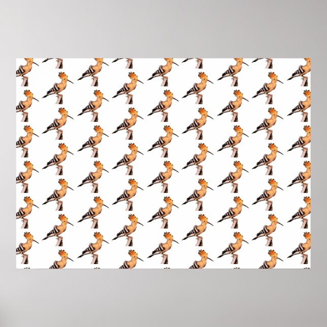 Upupa epops epops Tiled Pattern Poster (Front)