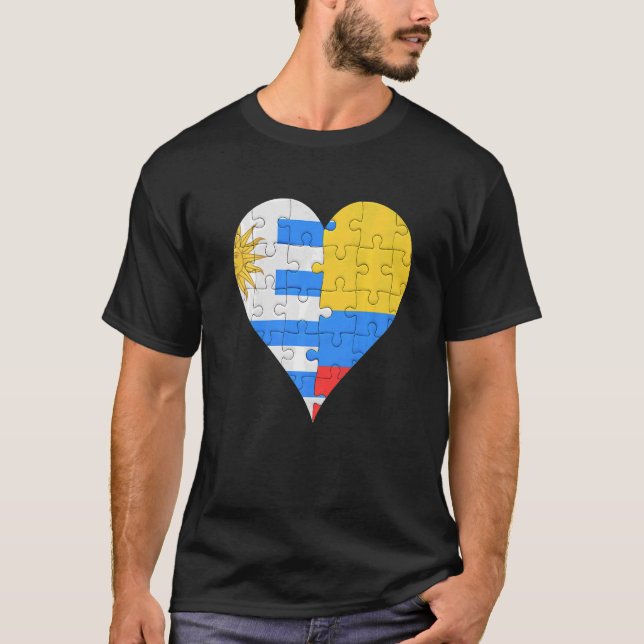 Uraguyan Colombian Flag Heart T-Shirt (Front)