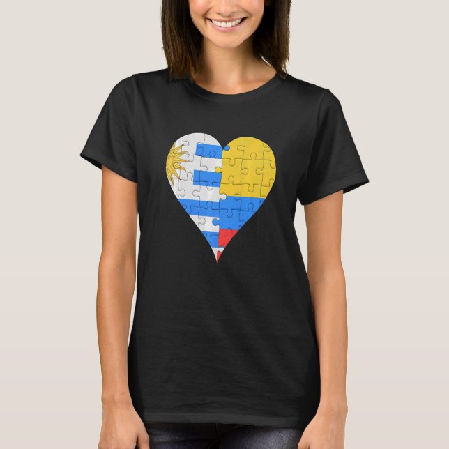 Uraguyan Colombian Flag Heart T-Shirt (Front)