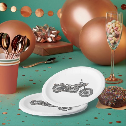 Ural Motorcycle Illustration Paper Party Plates