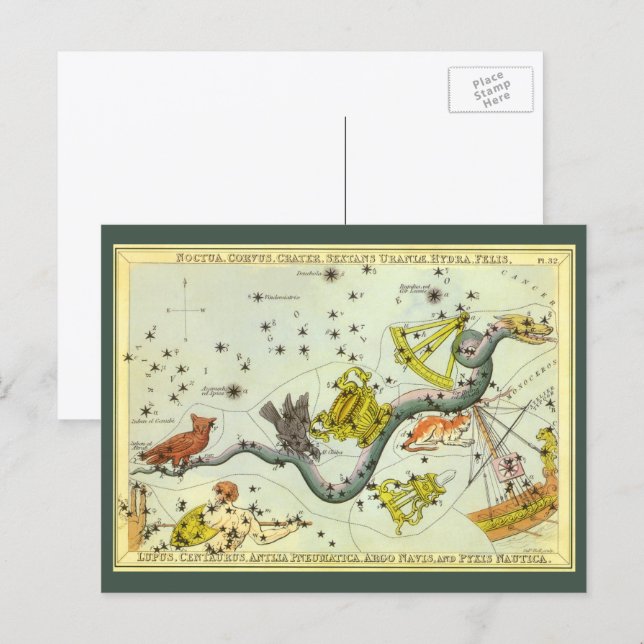 Urania's Mirror, Vintage Astronomy Celestial Map Postcard (Front/Back)