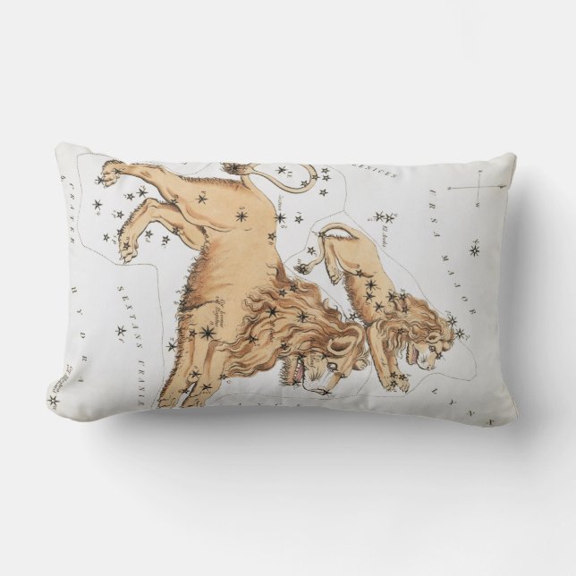 Urania's Mirror, Vintage Leo Constellation Lumbar Pillow (Front)