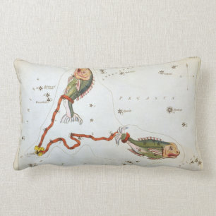 Urania's Mirror, Vintage Pisces Constellation Lumbar Pillow
