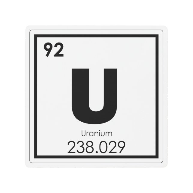 Uranium chemical element symbol chemistry formula metal print (Front)