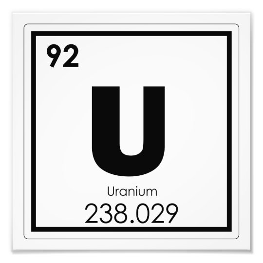 Uranium chemical element symbol chemistry formula photo print | Zazzle.com