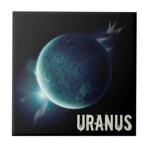 Uranus blue planet 3d universe space illustration ceramic tile