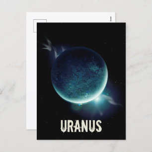 Uranus blue planet 3d universe space illustration holiday postcard