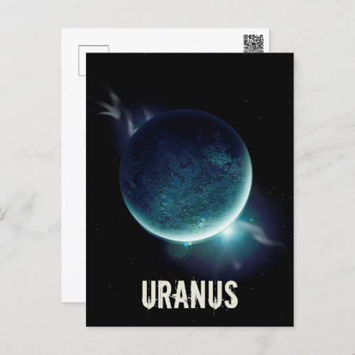 Uranus blue planet 3d universe space illustration holiday postcard