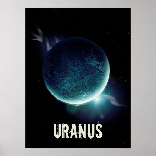 Uranus blue planet 3d universe space illustration poster
