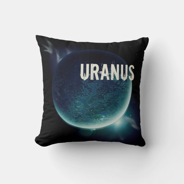 Uranus blue planet 3d universe space illustration throw pillow (Front)
