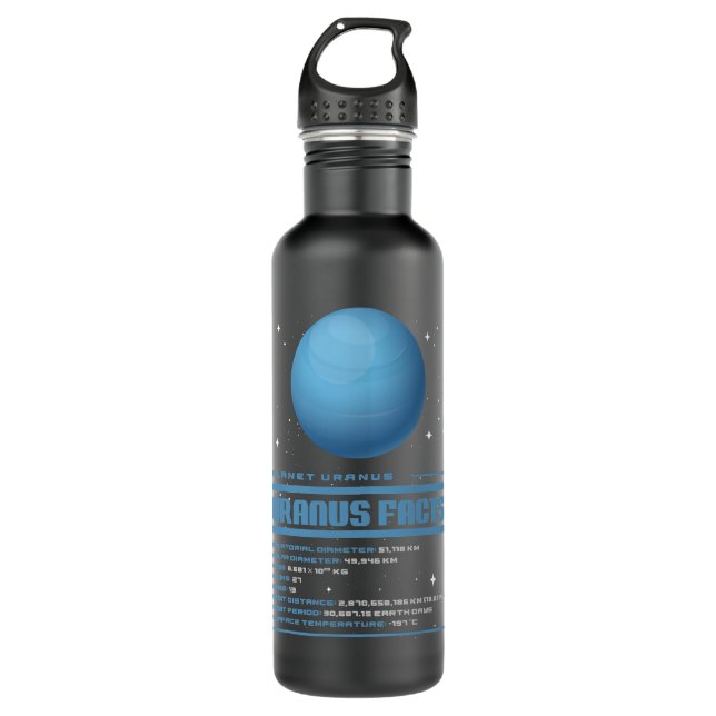 Uranus Facts Stainless Steel Water Bottle (Front)