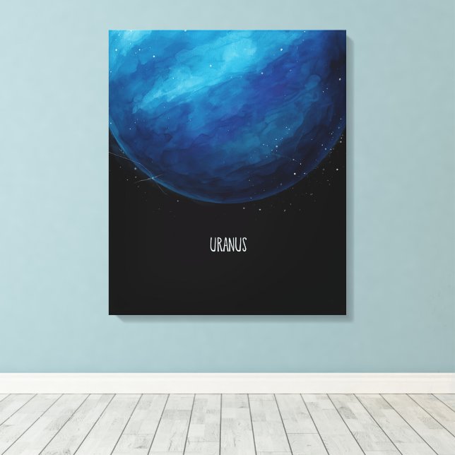 Uranus Planet Artwork – Cosmic Space Illustration Canvas Print (Insitu(Wood Floor))