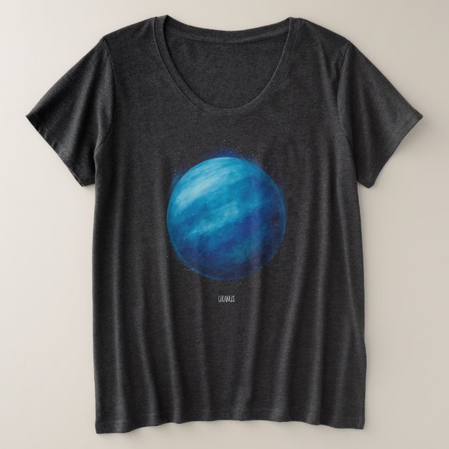 Uranus Planet Artwork – Cosmic Space Illustration Plus Size T-Shirt (Design Front)