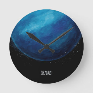 Uranus Planet Artwork – Cosmic Space Illustration Round Clock