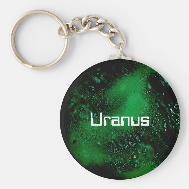 Uranus Planet in Dark Green Keychain (Front)